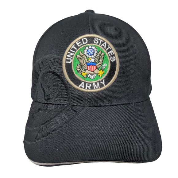United States Army Strapback Hat Black One Size Embroidered Adjustable - Picture 1 of 8